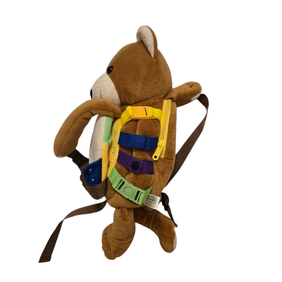 Soft Plush Teddy Bear Clock Backpack "Buckle Toys Billy Bear" Colorful Toy Skils - Picture 5 of 10